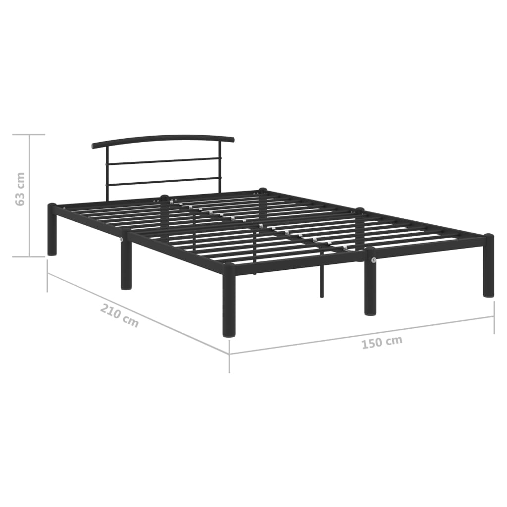 Black Metal Bed Frame 140 x 200 cm