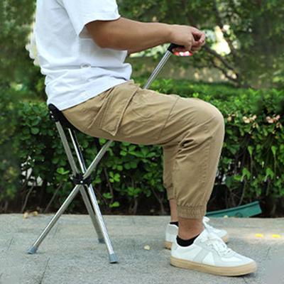 Трость-стул Легкая Регулируемая Трость с Сиденьем 3-ногая Сверхпрочная Стальная Трость для Пожилых Инвалидов