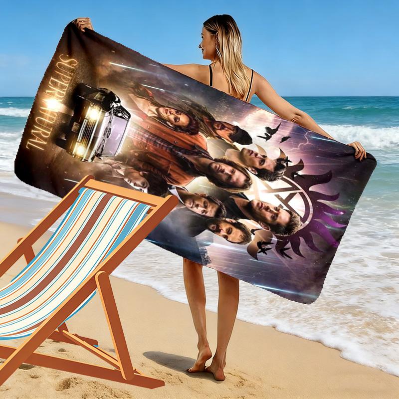 Supernatural Print Beach Towel, Large Soft Quick Dry Towel for Beach Camping Swimming