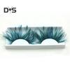 1 Pair 3D Artificial Feather Eyelashes Natural & Dense Green Color Fake Lashes Extension Exaggerated Art Party Makeup Fake Eyelashes for Halloween