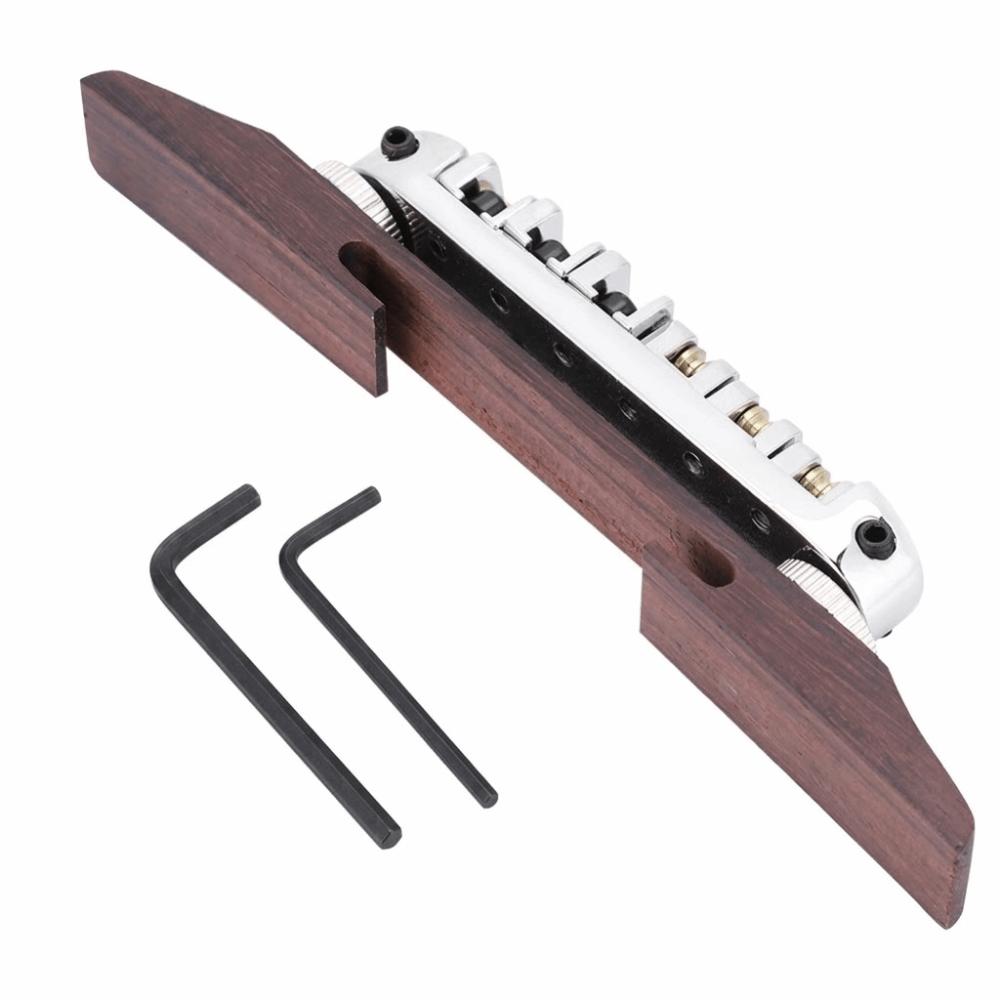 Silver Color Rosewood Bridge Wood And Metal Guitar Parts Guitar Saddles Guitar Bridge Guitar Parts