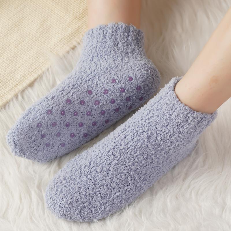 Новые женские носки-гольфы, женские утолщенные носки из кораллового флиса, теплые домашние напольные силиконовые нескользящие невидимые хлопковые носки-лодочки