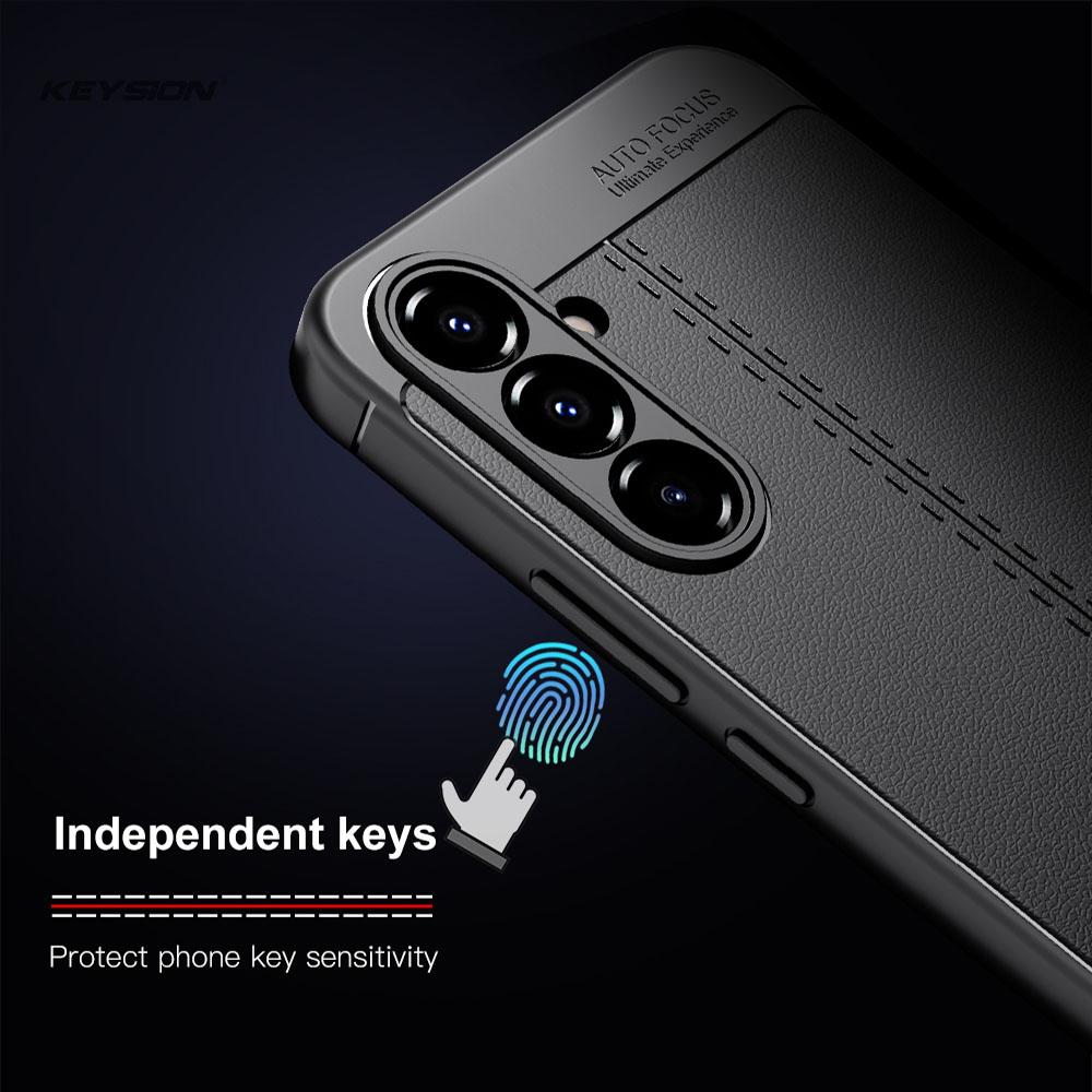 KEYSION Противоударный чехол для Samsung A56 A36 A26 5G кожаная текстура мягкая силиконовая задняя крышка для телефона Galaxy A55 A35 A25 A15 5G A05S