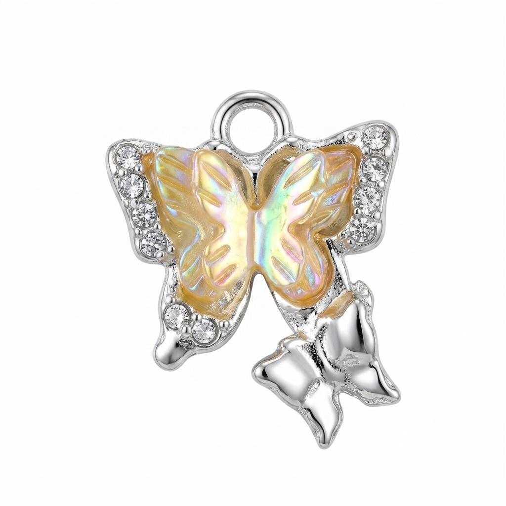 10Pcs Double Layer Butterfly Alloy Pendant Diy Jewelry Accessories Materials Zinc Alloy