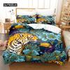 Комплект постельного белья с изображением тропического леса и леопарда, комплект пододеяльников, постельное белье с 3D-принтом, комплект постельного белья размера «queen size», модный дизайн