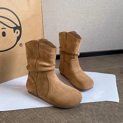 Женские ботинки Мартина на плоской подошве, тонкие, осенне-зимние, легкие, для通勤, для пеших прогулок, нескользящие, амортизирующие, модные, универсальные, повседневные, до середины икры