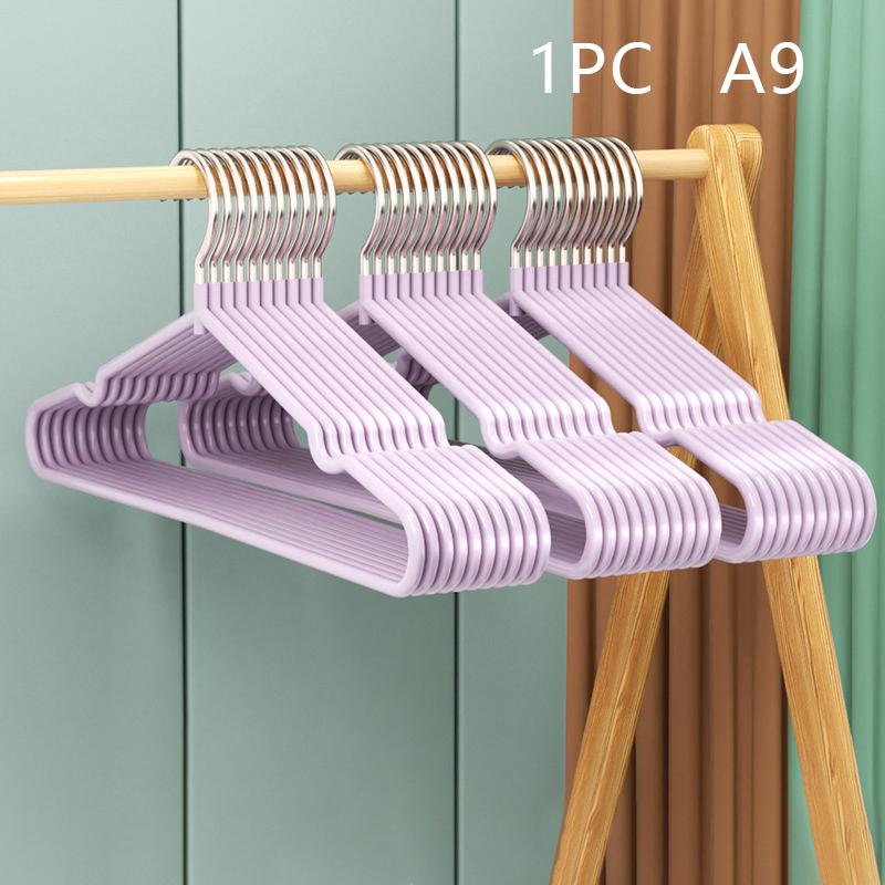 Clothes Hanger Hanger With Grooves For Airing Children Adult Metal Simple Thick Non-Slip Dip Plastic Coat Hanger Blue Green