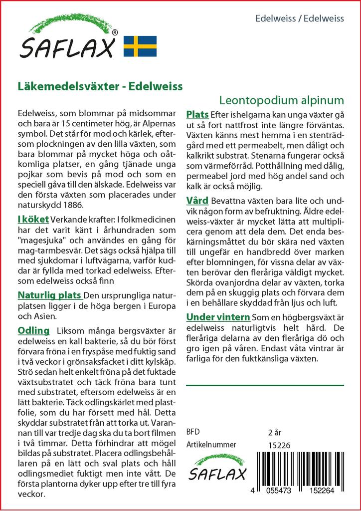 SAFLAX Garden in the Bag - Эдельвейс - 500 семян - С субстратом в подходящем пакете - Leontopodium alpinum