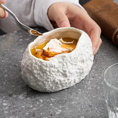 Белая фарфоровая десертная пиала «Яичная скорлупа» Семейный ресторан Необычная посуда Нежная суповая пиала Блюда для приготовления Кухонная утварь