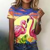 3D-printed Interesting Flamingo T-shirts for Women with Animal Patterns, Summer Casual Short-sleeved T-shirts