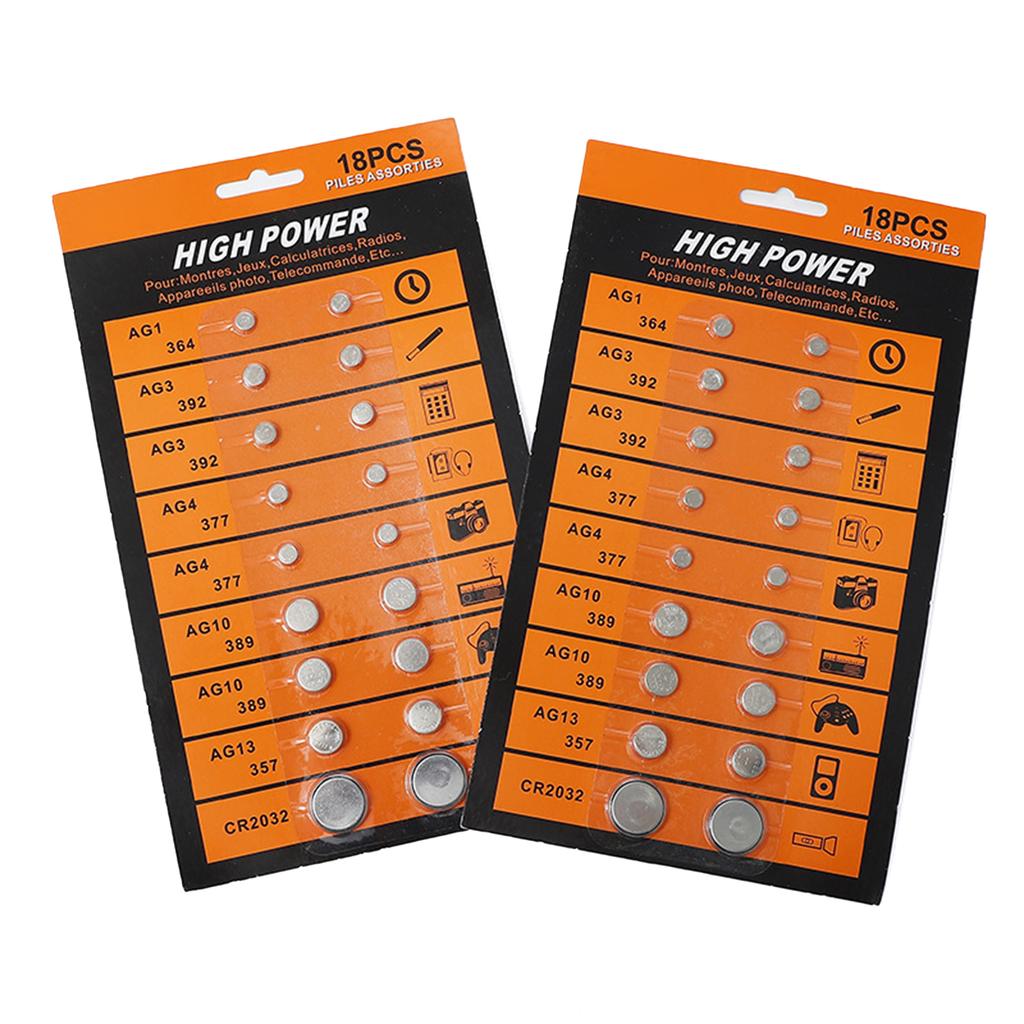 18 шт. AG1 364 AG3 392 AG4 377 AG10 389 AG13 357 CR2032 батарейки-таблетки наборы монетных батареек подходят для часов