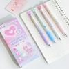 4pcs Colorful Heart Gel Pens Set Dream 0.5mm Ballpoint Black Color Ink for Writing School