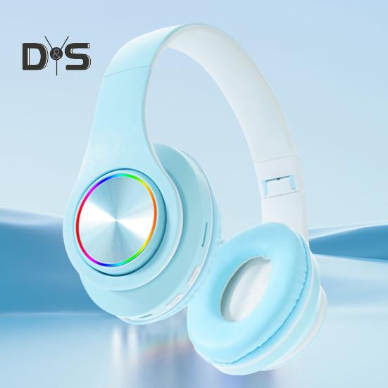 Wireless Headphones with RGB Breathing Light Stable Connection Low Latency Noise Reduction Deep Bass Bluetooth-compatible Over-Ear Headphones
