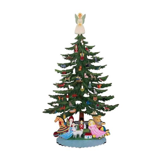 10-дюймовая деревянная мини-рождественская елка ручной работы, 3D рождественская елка, настольное украшение, с ангелом-верхушкой для украшения дома, офиса, каминной полки