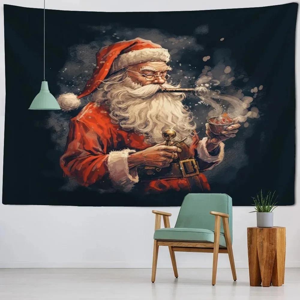 Рождественская тема гобелен фон ткань Санта-Клаус узор подвесная ткань семейная гостиная комната настенное украшение