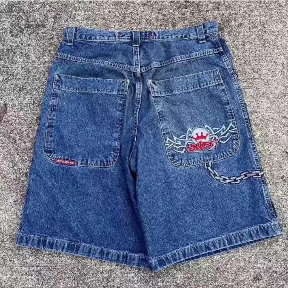 Хип-хоп ретро джинсовые шорты Y2k синяя стирка широкие прямые рабочие брюки мужские и женские уличные шорты одежда