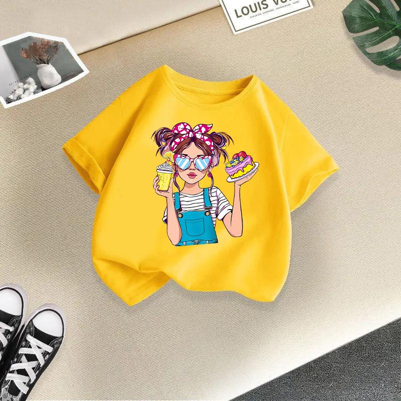 Kid T Shirt Cool Girl Printed Children T-shirt Kids 100% Cotton Clothes 2-13Y T-shirt Top Boys Girls Baby Tee