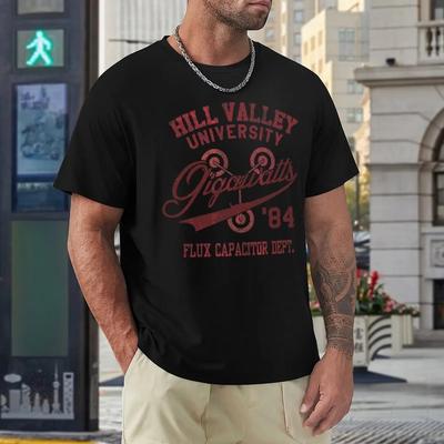 Футболка с круглым вырезом Hill Valley University Essential для продажи Спортивные футболки Креативная Смешная Саркастичная Фитнес Американский размер