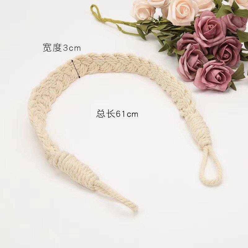 Boho Macrame Cotton Curtain Tieback, No Drill Linen Curtain Strap, INS Beige Curtain Holder for Bedroom/Living Room