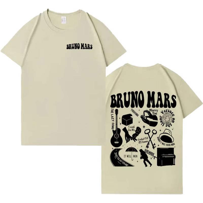 Singer Bruno Mars Tshirt Hip Hop Hipster 2026 Spring summer new Unisex Women Aesthetic Casual Tshirt Fashion Short Sleeve Top