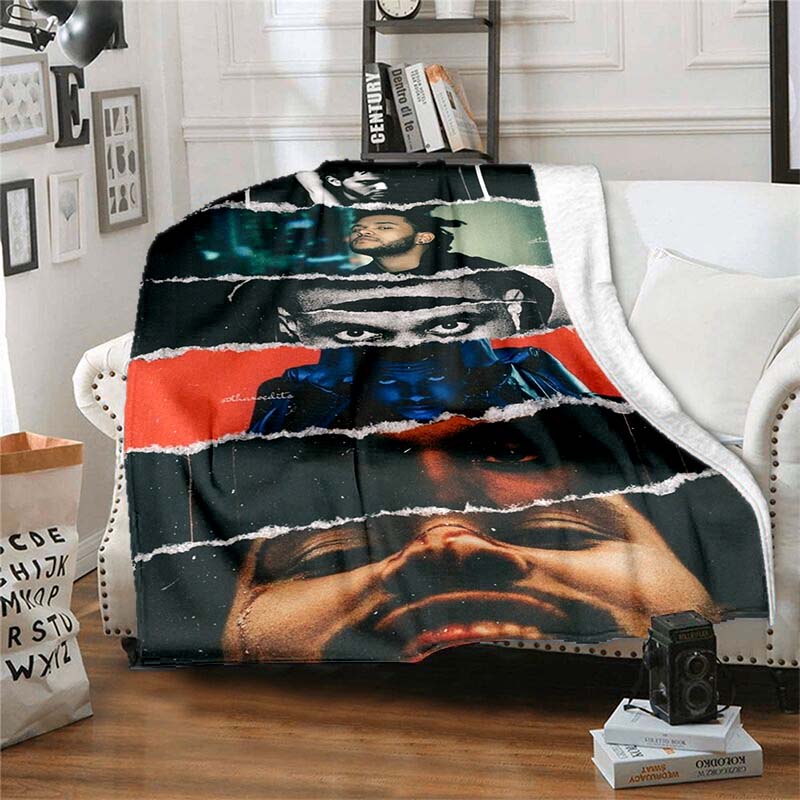 The customizable T-The Weeknd flannel soft blanket is suitable for home, bedroom, bed, sofa, travel, and children's use.