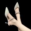 Pointed Fashion Sandals Women 2025 Summer New Fashion Rhinestone High Heels Internet Celebrity Pearl Two Wear Bag Head Slippers