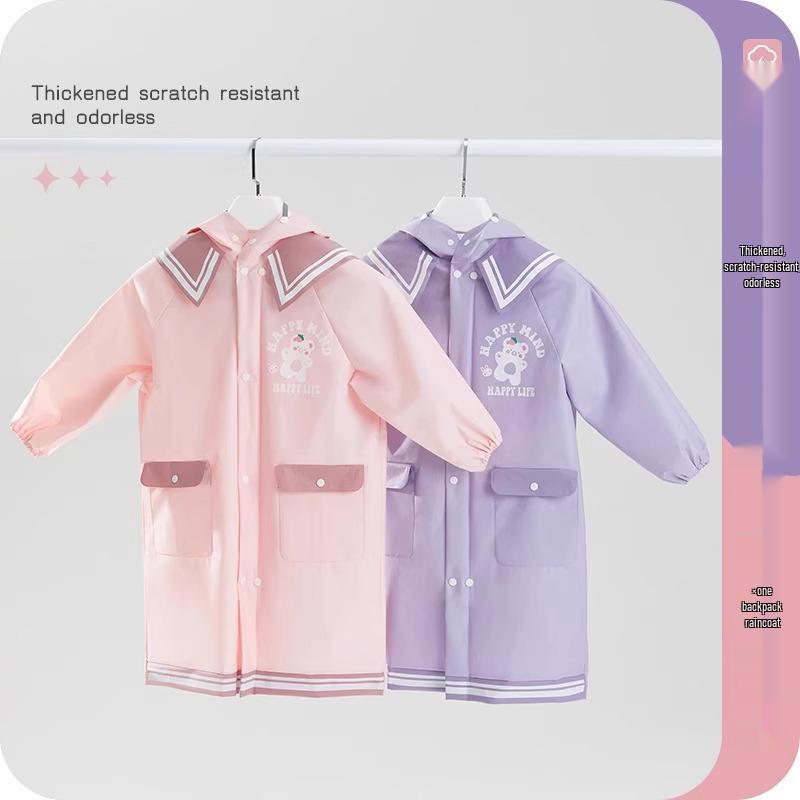 Большой детский дождевик для девочек и мальчиков, возраст 8 лет, цельное пончо с местом для рюкзака, для школы, дождестойкий.