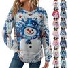 Women's Fashion Long Sleeve Christmas Loose Long Sleeve Round Neck Casual Top