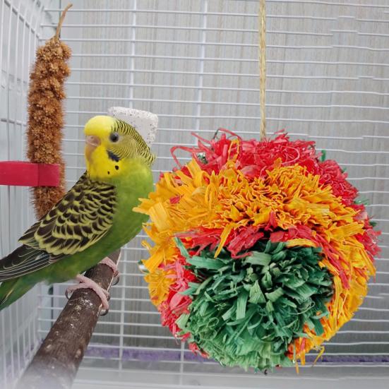 Shredder Ball Birds Toy Parrot Foraging Shredder Ball Birds Cage Hanging Toy for Parakeets Conures Cockatiels Love Birds