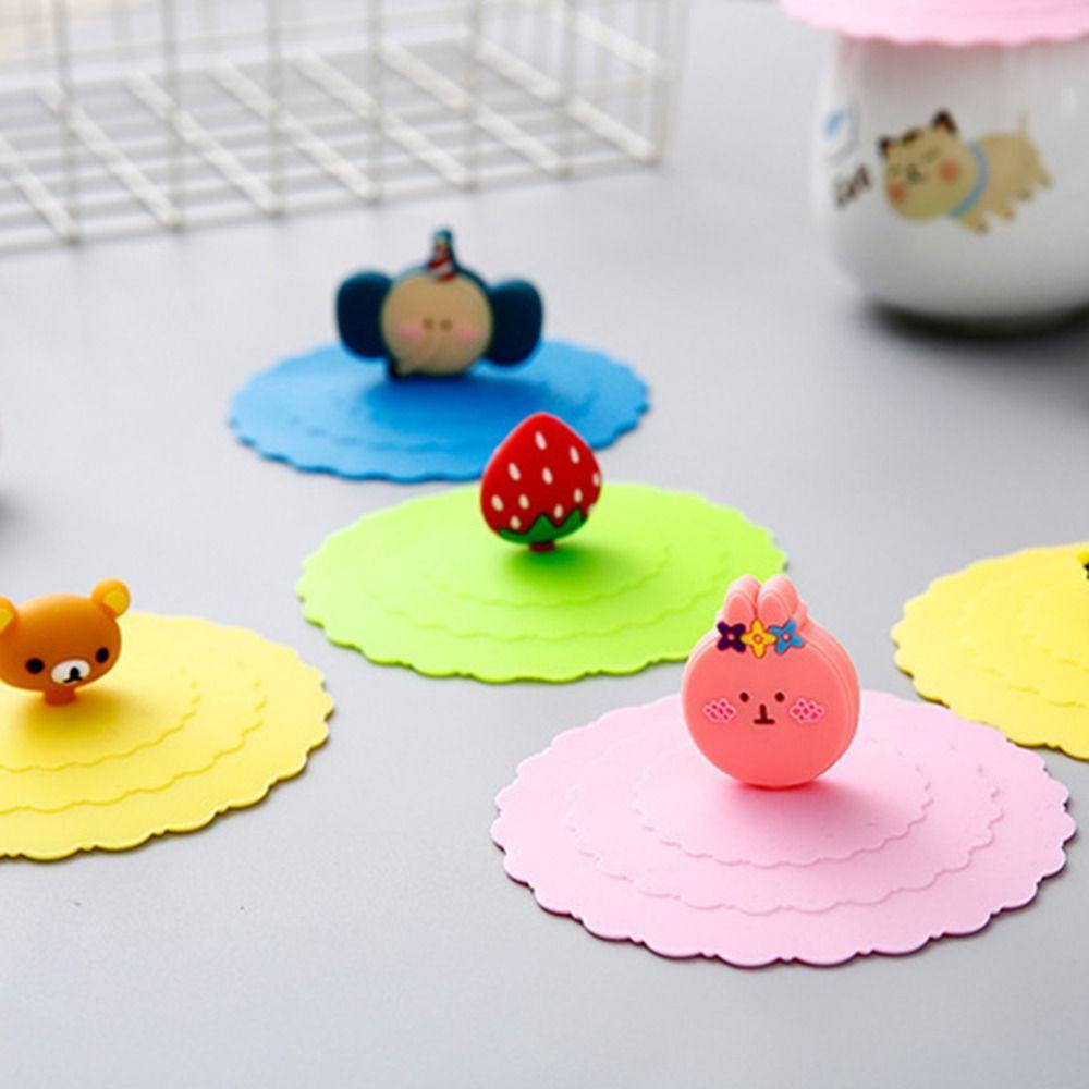 Sealed Cartoon Dustproof Tea Lids Leakproof Proof Lid Cup Cup Accessories Silicone Cup Cover