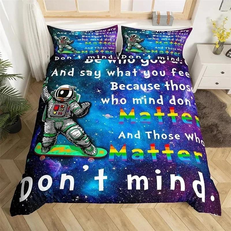 Astronaut Duvet Cover Sets, Space Bedding Set For Kids Boys, Sky Galaxy Themed Comforter Cover, Queen King Twin Size Quilt Cover