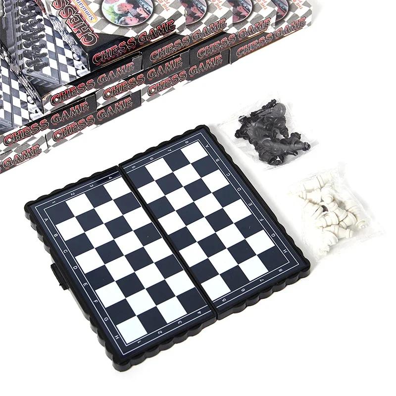 1 Set Plastic Mini International Chess Folding Magnetic Chessboard Board Game Portable Home Outdoor Kid Toys Light Weight