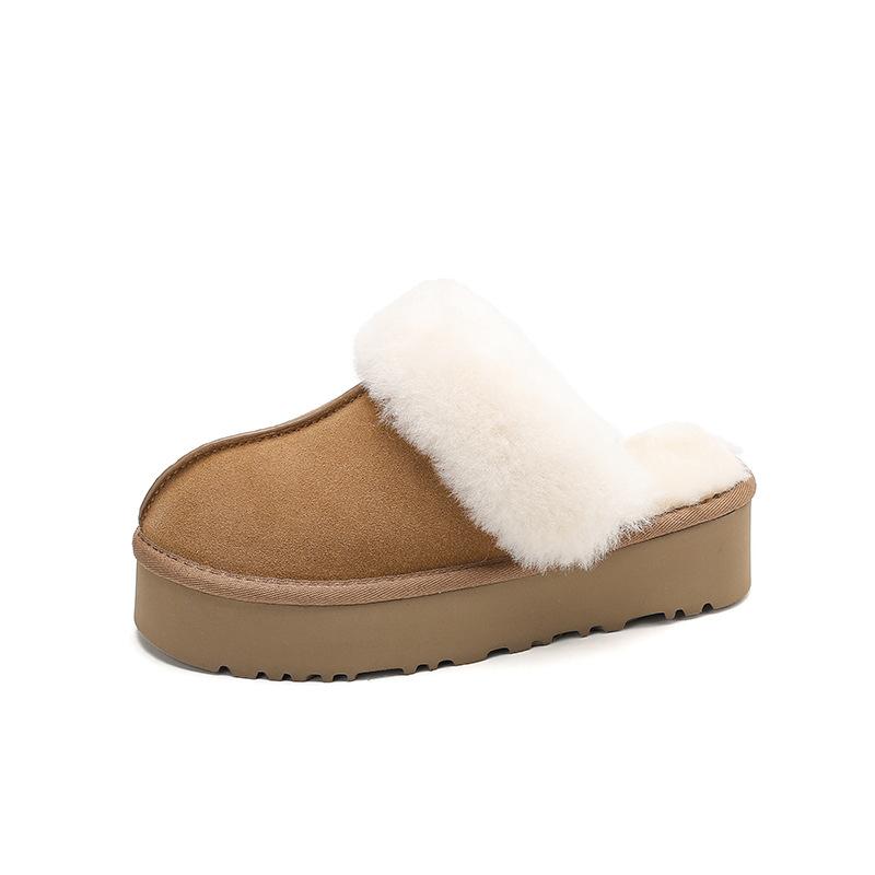 Henan Sangpo Fluffy Slippers Thick-bottomed Outer Wear Women's Autumn and Winter New Sheepskin and Fur Integrated Warm and Velvet Wool Slippers