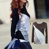 Korean Fashion Women Style Autumn Slim Fit Color Block Blouse Long Sleeve Shirt