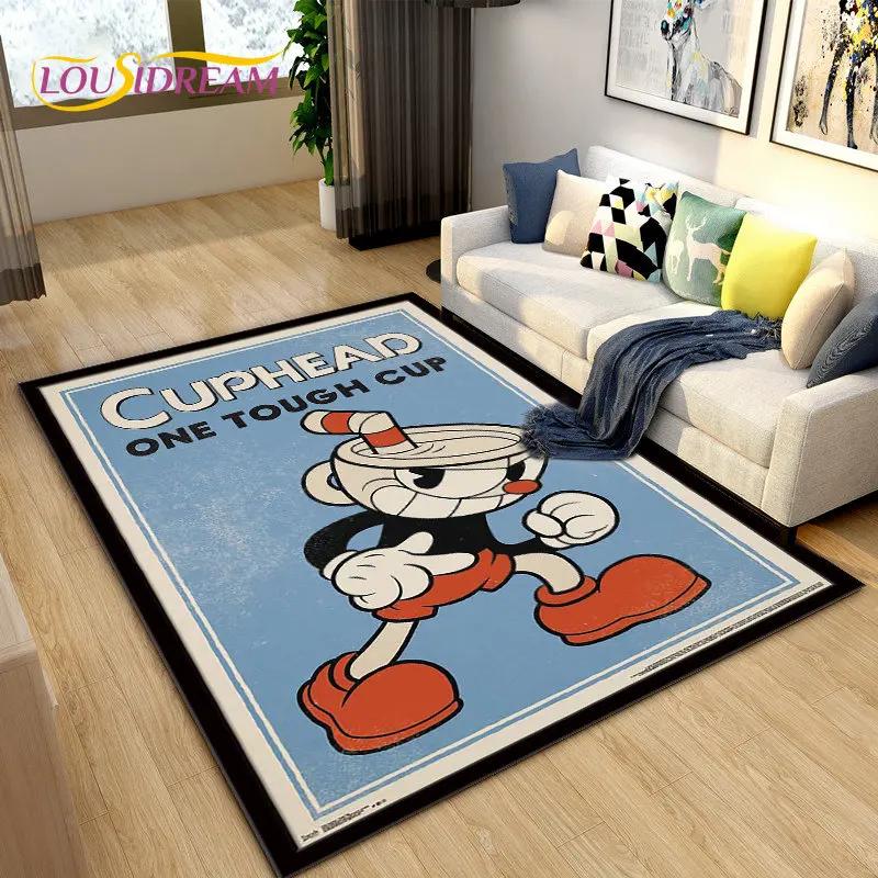Cuphead and Mugman, коврик для игрового геймера, коврик для гостиной, спальни, дивана, коврик для двери, детский игровой нескользящий напольный коврик
