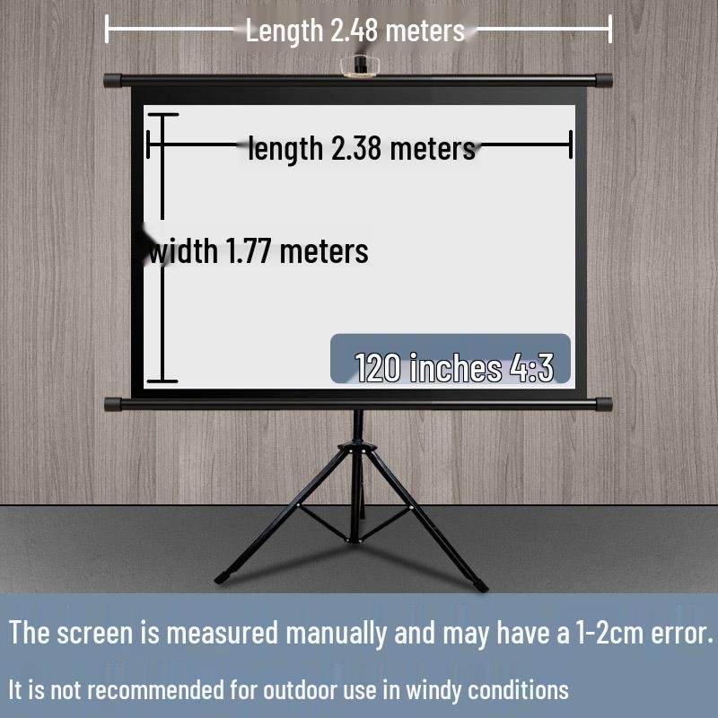 100-дюймовый напольный экран для проектора со стойкой - Кронштейн без перфорации для домашнего использования
