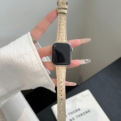 Для Apple Watch 10 46 мм/Ultra 2/Ultra 49 мм/9 8 7 45 мм/SE (2023) SE (2022) SE 6 5 4 44мм/3 2 1 42мм Ремешок из кожи с текстурой крокодила