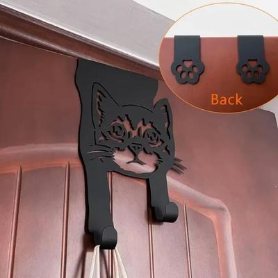 Наддверная вешалка для кошек  Черные металлические крючки с гладкой отделкой, Легкая установка, Идеально подходит для хранения дома и в офисе, Идеальный подарок для любителей кошек