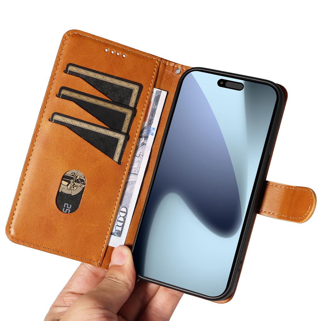 For iPhone 17 Pro Wallet Case T-Shape Lines Leather Phone Cover Stand