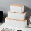 Cable Storage Box Power Strip Case Wooden Power Line Wire Management Organizer Anti-Dust Charger Socket Network Line Storage Bin