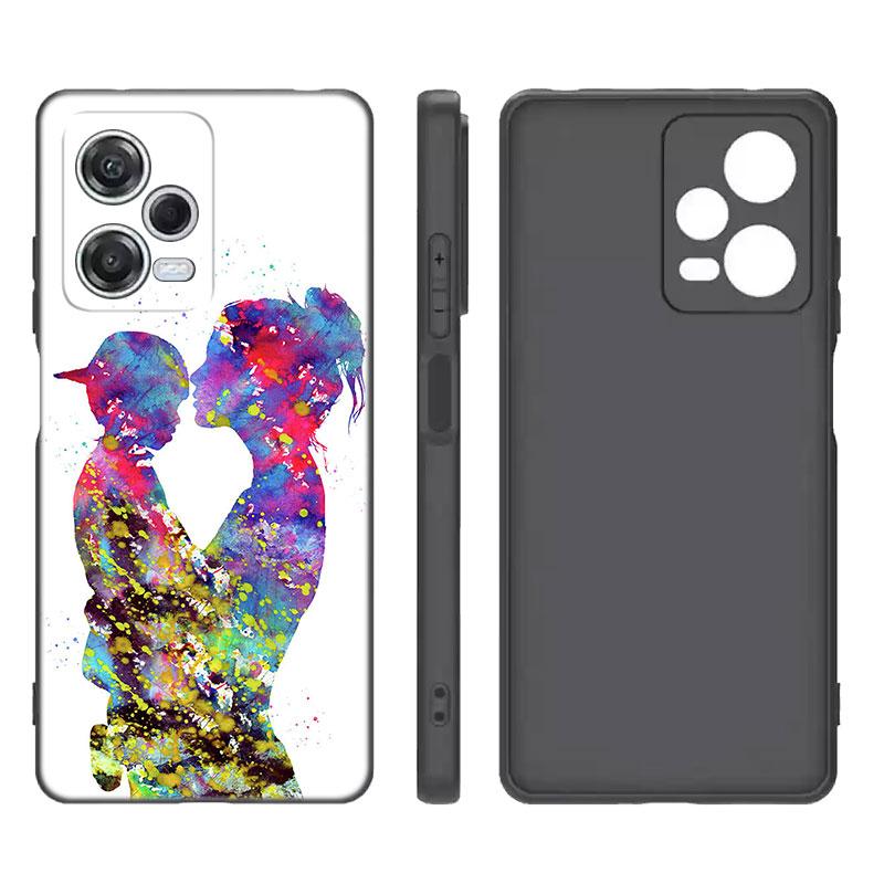 Super Mom Baby Girl Boy Black Silicone Phone Case For Xiaomi Redmi Note 9 10 11 11S 11T 12 13 Pro 5G Plus 9S 10S 12S
