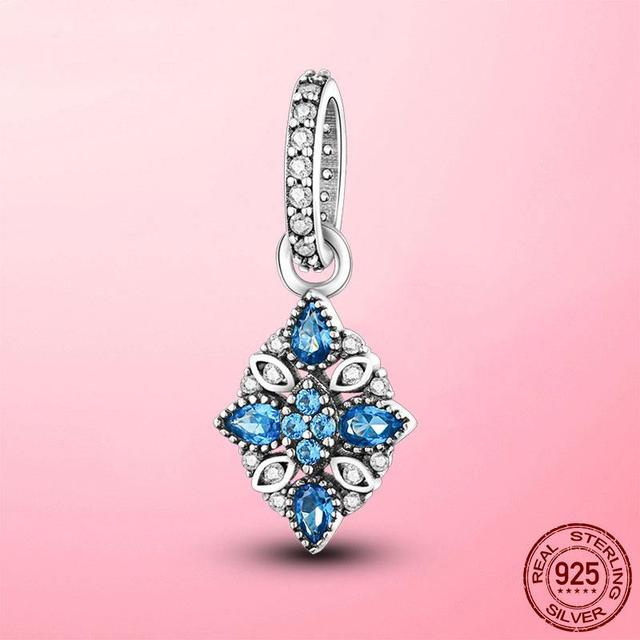 925 Sterling Silver Beads Blue Globe Charm Fit Original Fashion Bracelet Necklace for Women Diy Jewelry Making Fine Jewelry Gift