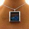 Stones and Minerals. Raw Neon Blue Apatite Necklace. Square Model. Color Silver.