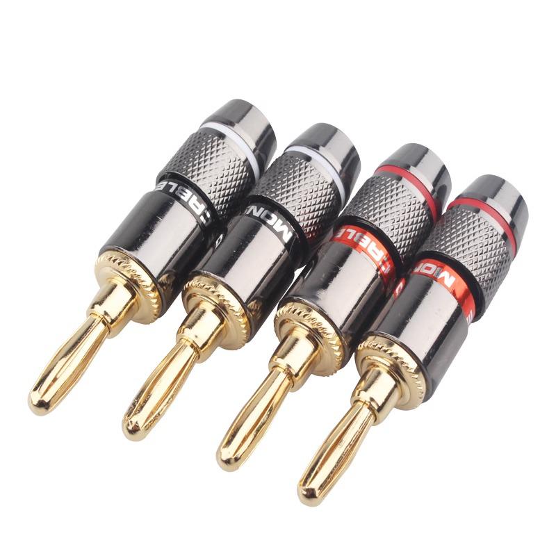 10 ШТ. Позолоченные 24K Новые BANANA PLUGS HIFI 4 мм Банановый разъем с винтовым фиксатором Для аудио разъема Разъемы для динамиков Цвет Gun Metal