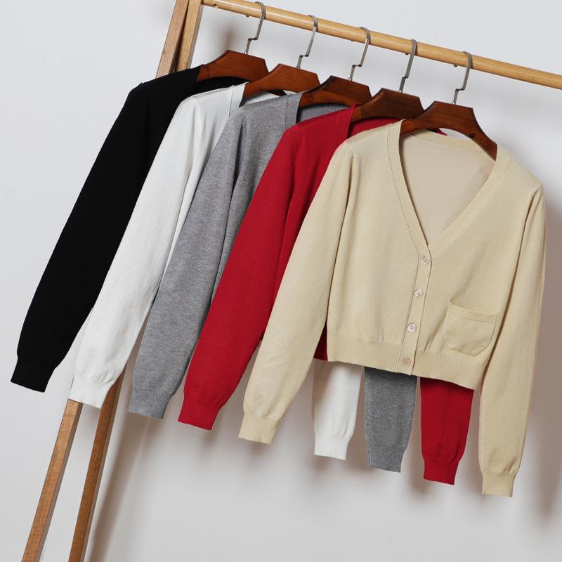 2022 Women's Slim-Fit Long-Sleeve Knit Cardigan Sweater - Spring/Autumn Fashion