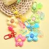 Shiny Five Petal Flower Star Keychain Candy Color Alloy Bag Charm Accessory Decoration For Women Girls Lady