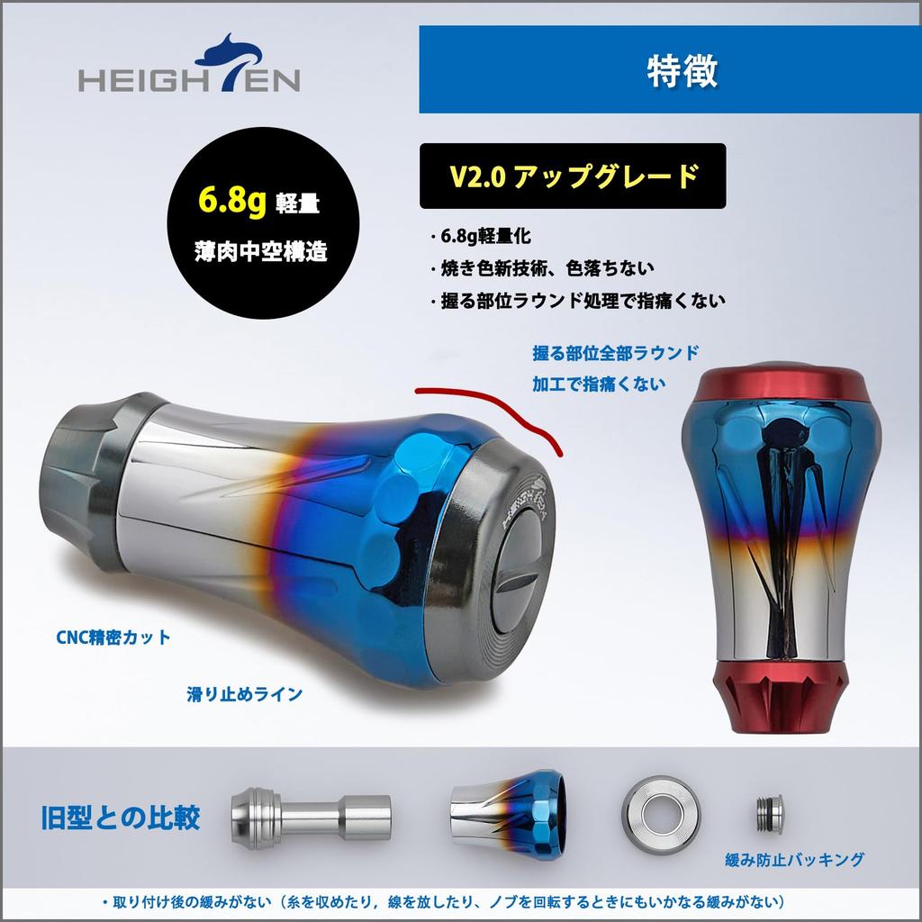 Рукоятка катушки HEIGHTEN 20 мм для Shimano Daiwa Тип A Тип S Авиационный алюминий Серия Aurora V2.0 6,8 г (Daiwa) (V2.0 - Золото) (0006)