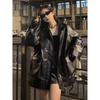 Fashionable and Casual Hong Kong Style Leather Jacket for Women