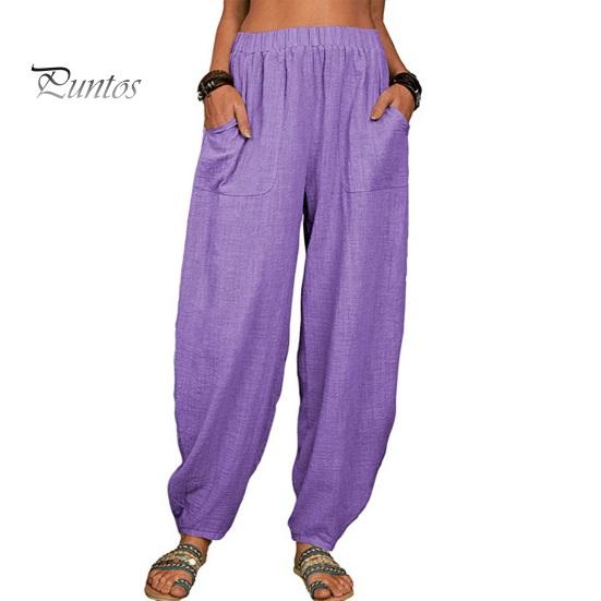 Женские повседневные брюки, эластичные, с высокой талией, однотонные шаровары с карманами, свободный крой, дышащие, длинные брюки, повседневная одежда