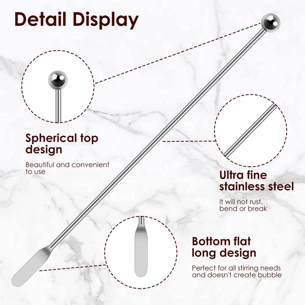 20Pcs Stainless Steel Coffee Stir Sticks Reusable Stainless Steel Cocktail Sticks Practical Stainless Steel Beverage Stirrers